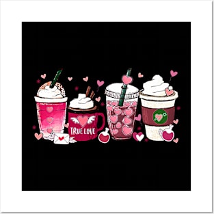 Cute Valentines Day Shirt Valentine Coffee Lover Women Girl Posters and Art